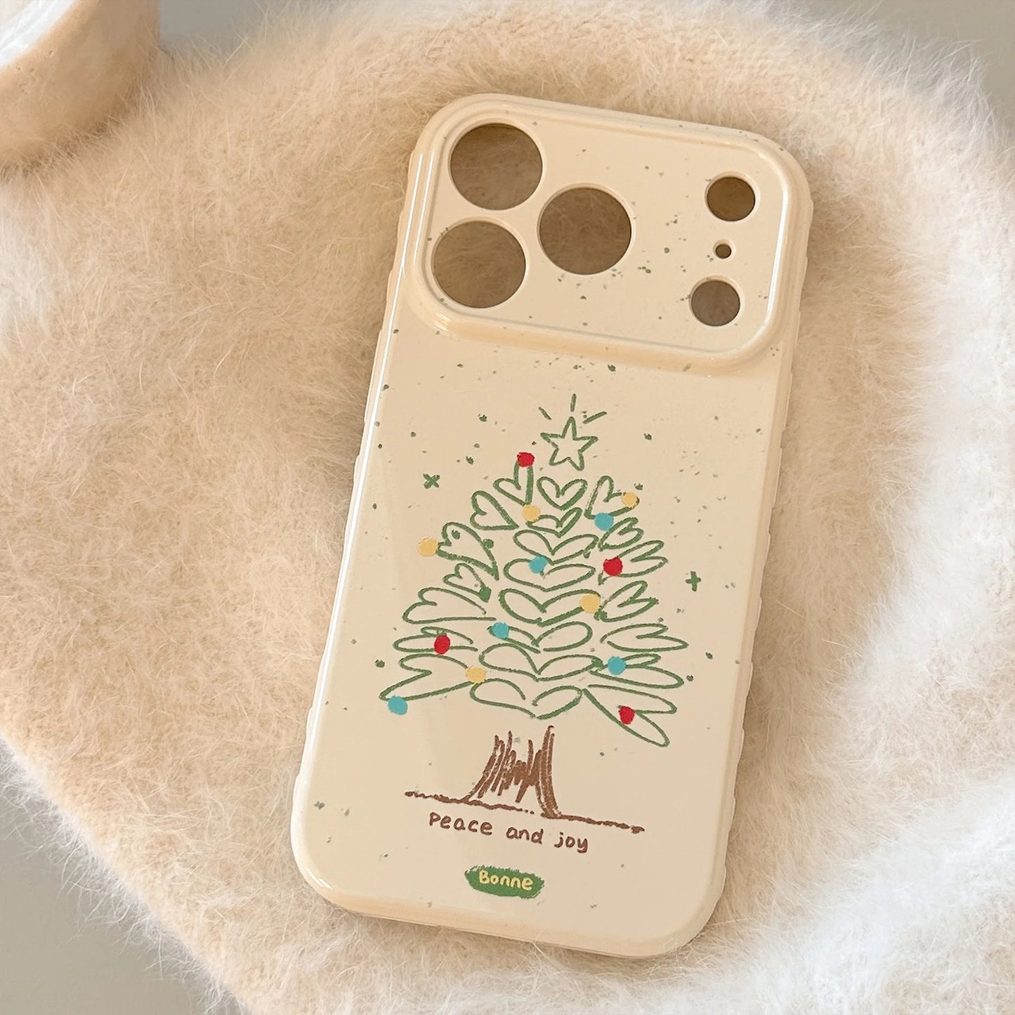 Korean Cartoon Love Heart Christmas Tree Graffiti Pattern Phone Case For iPhone