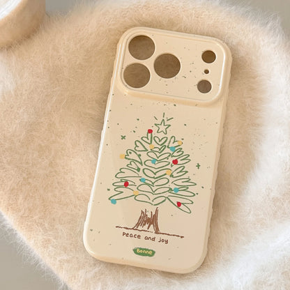 Korean Cartoon Love Heart Christmas Tree Graffiti Pattern Phone Case For iPhone