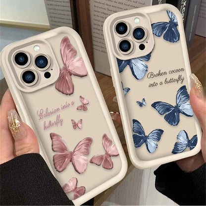 Pink Butterfly Soft Silicone Case For iPhone