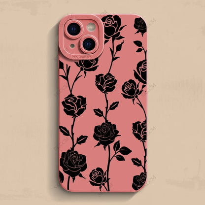 Luxury Matte Soft Silicone Flower Phone Case For iPhone