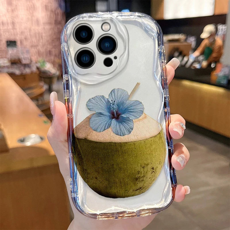 Tropical Coconut Blue Hibiscus Wave Phone Case For iPhone