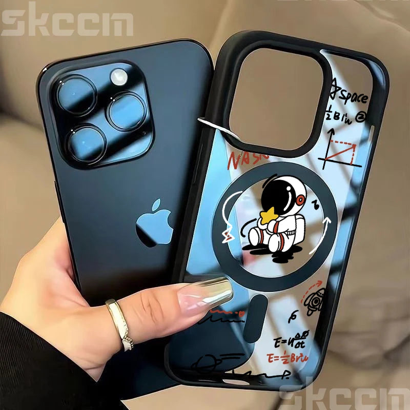 Magnetic Astronaut Clear Phone Case For iPhone