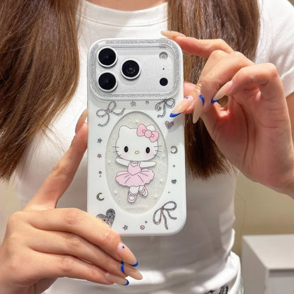 Gold Plated Frame Ballet Hello Kitty Phone Case Protector Shockproof Clear Soft Transparent Cover For iPhone