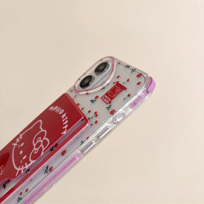 Cute Flower Hello Kitty Card Slot Bag Holder Phone Case