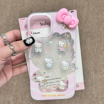 Hello Kitty Bow Kawaii Big Phone Case For iPhone