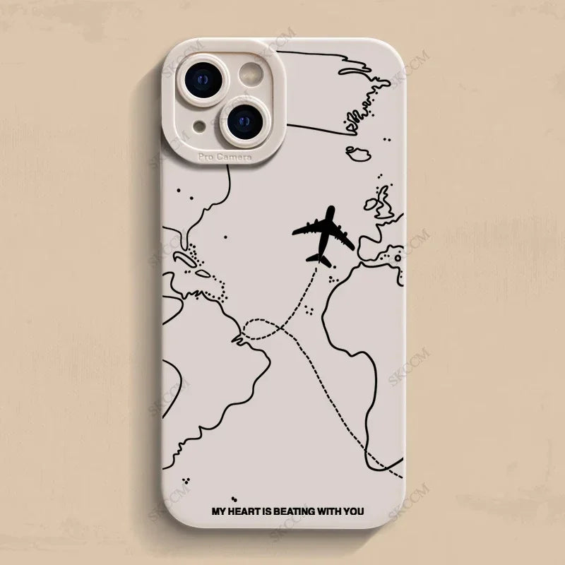 Trave l- Nspired Airplane Route Desian Phone Case For iPhone