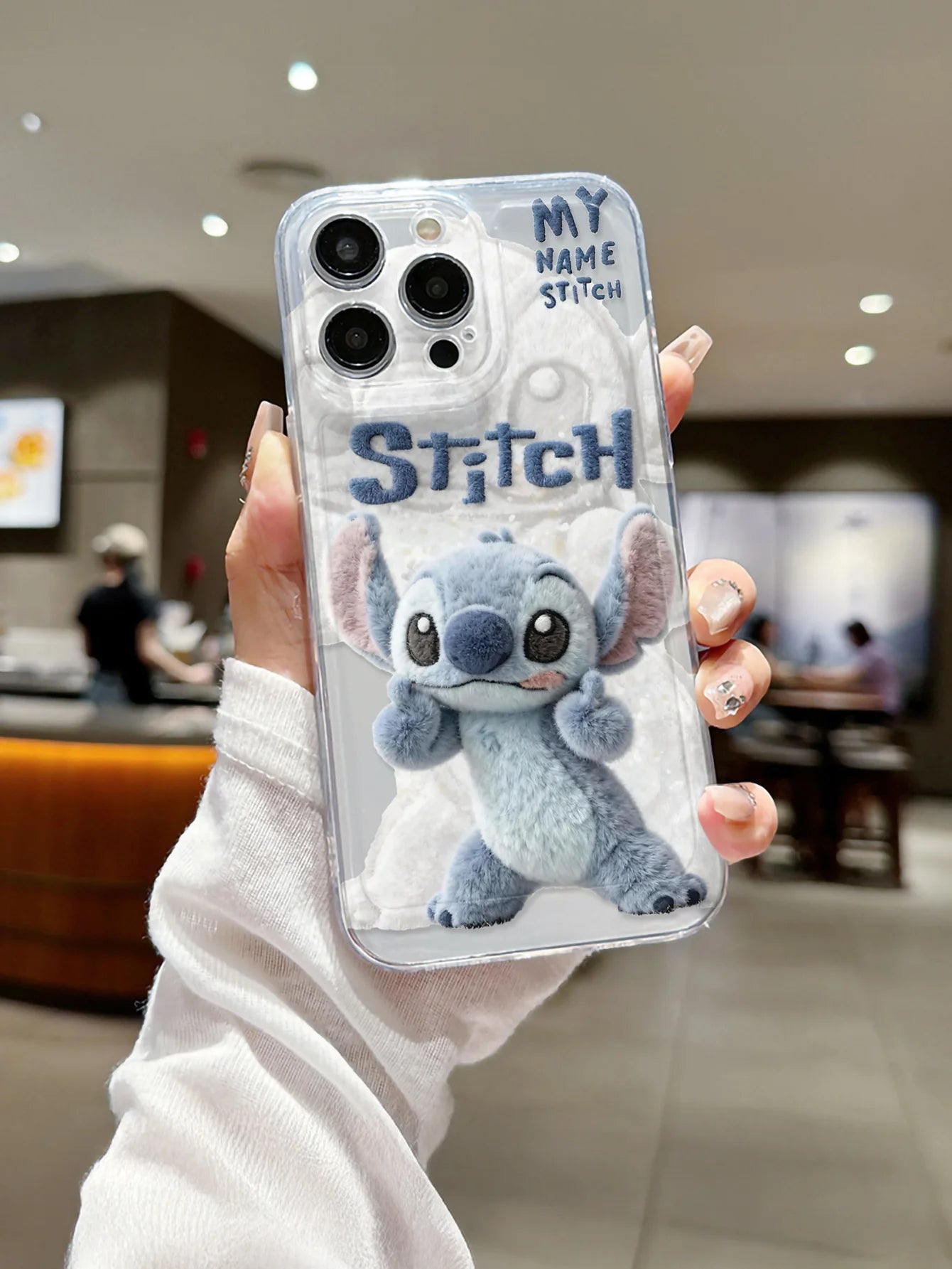 Disney Plush Stitch Love Phone Case Shockproof Cover  For iPhone