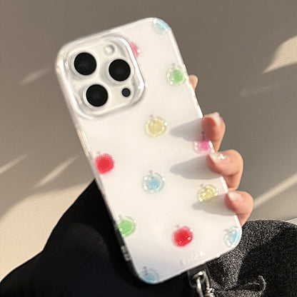 Korean Colorful Apple Glitter Phone Case Pendant For iPhone