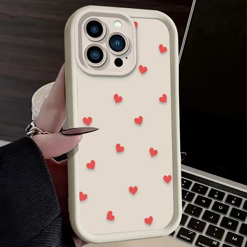 Black Small Love Heart Soft Phone Case For iPhone