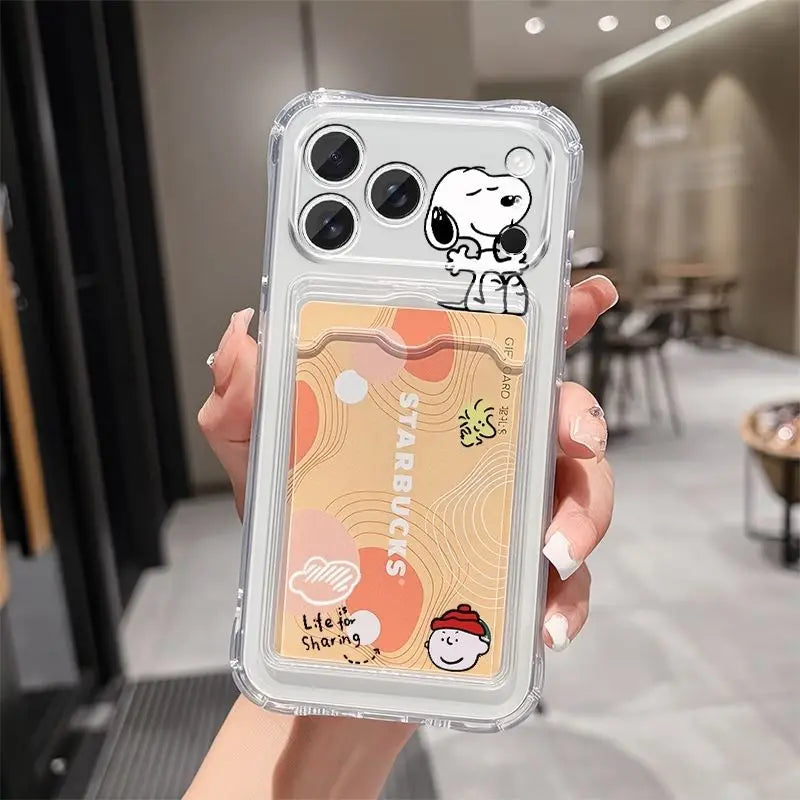 Anime Snoopy Soft Card Slot Pocket Phone Case Protective Case For iPhone