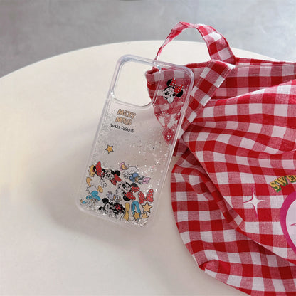Liquid Glitter Cute Like Gift Anime For Minnie Full-Wrap Shockproof Case Trendy Cartoon For iPhone