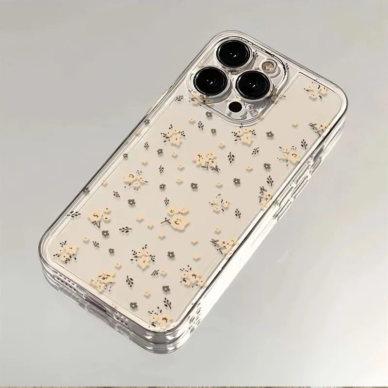 Small Fresh Light Blue Floral Fragments Protective Phone Case