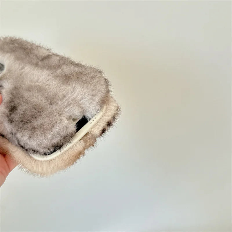 Luxury Personality Gradient Furry Plush Warm Phone Case For iPhone