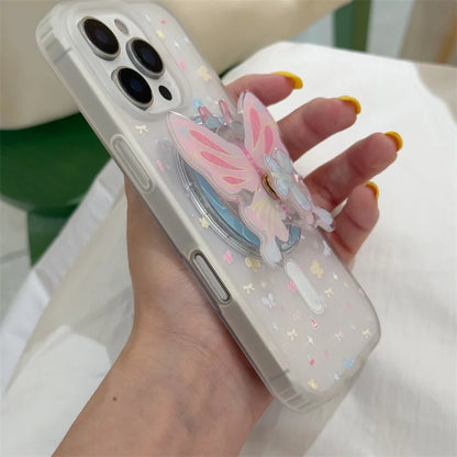 Half Clear Small Flower Magnet Phone Case