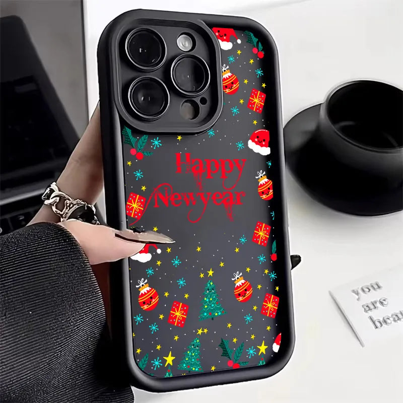 Merry Christmas Happy New Year Silicone Case For iPhone