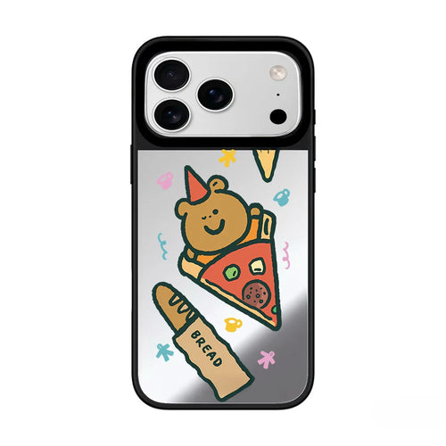 Cartoon Chef Bear Mirror Surface Black Border Magnetic Phone Case For iPhone