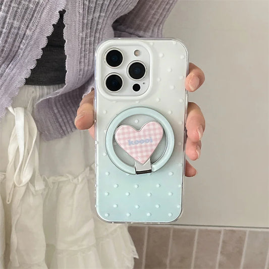 Simple Polka Dots Gradient Blue Magnetic Stand Holder Phone Case