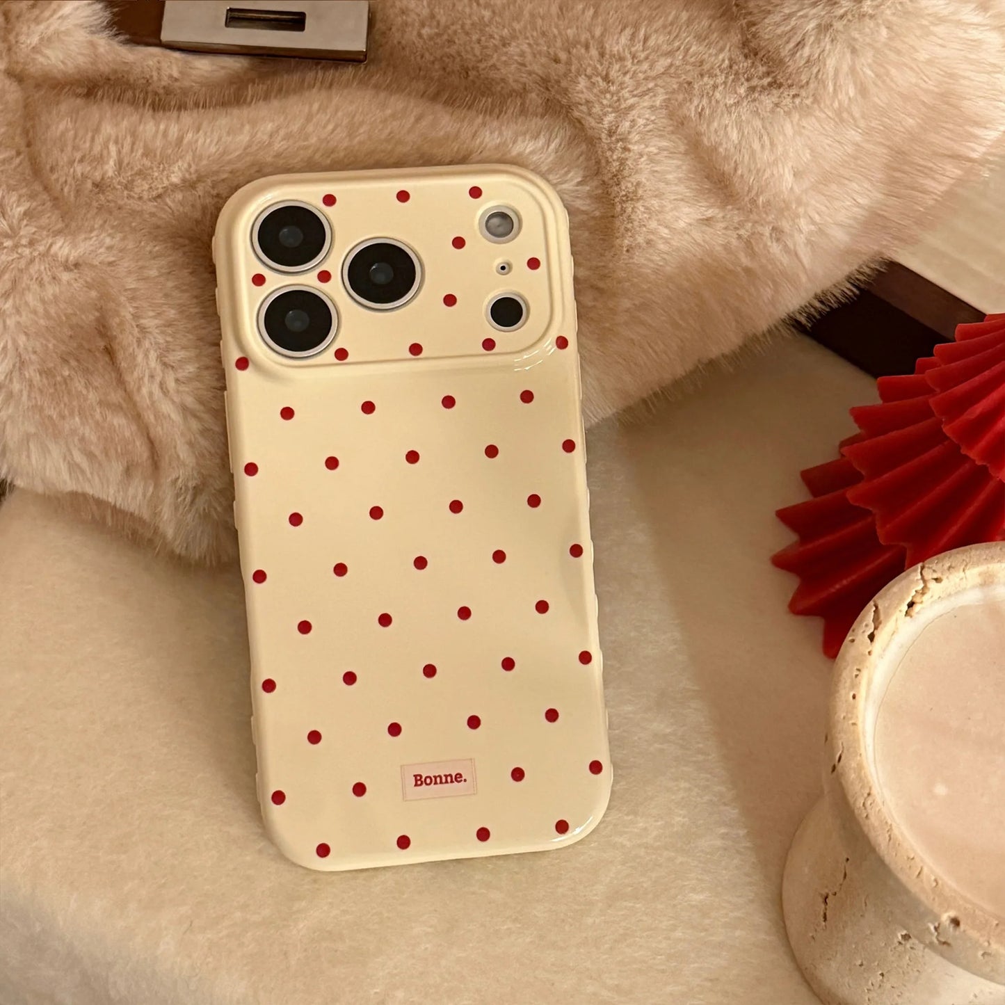 Korean Full Screen Polka Dots Soft Phone Case For iPhone