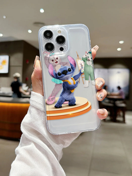 Disney Plush Stitch Love Phone Case Shockproof Cover  For iPhone