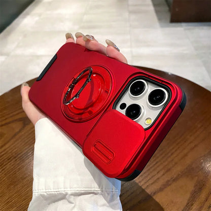 Rotation Stand Slide Camera Protector Magnetic Phone Case For iPhone