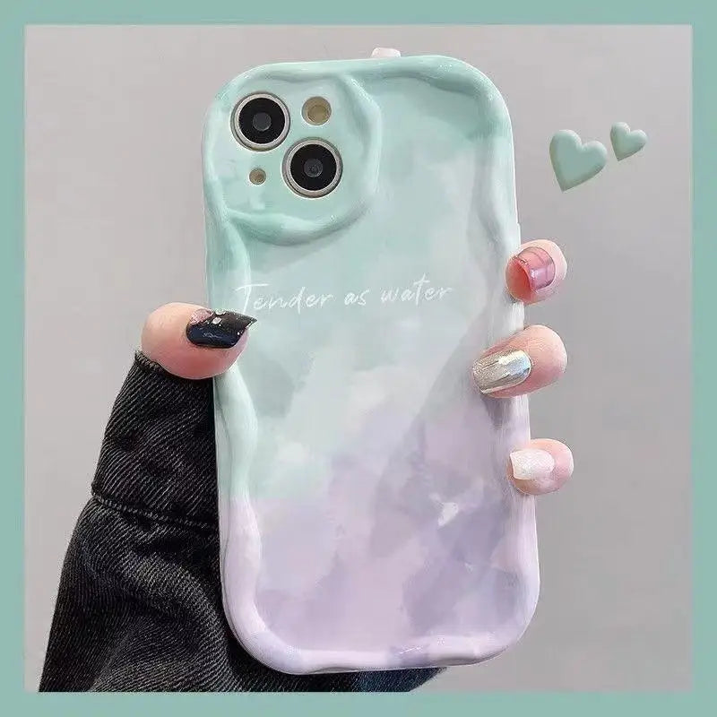 Phone Case For IPhone Wave Gradient Love Heart Soft TPU Cover Funda