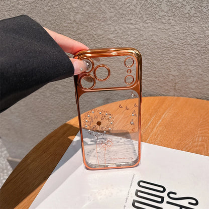 Plating Gradient Glitter Dandelion Case For iPhone