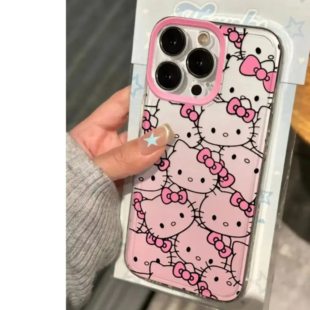 Kitty Bow Full Screen Face Phone Case For iPhone