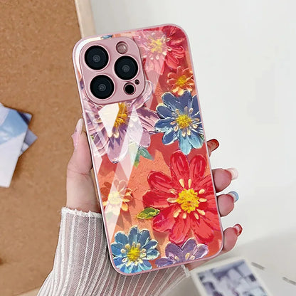 Oil Painting Flower Phone Case For iPhone