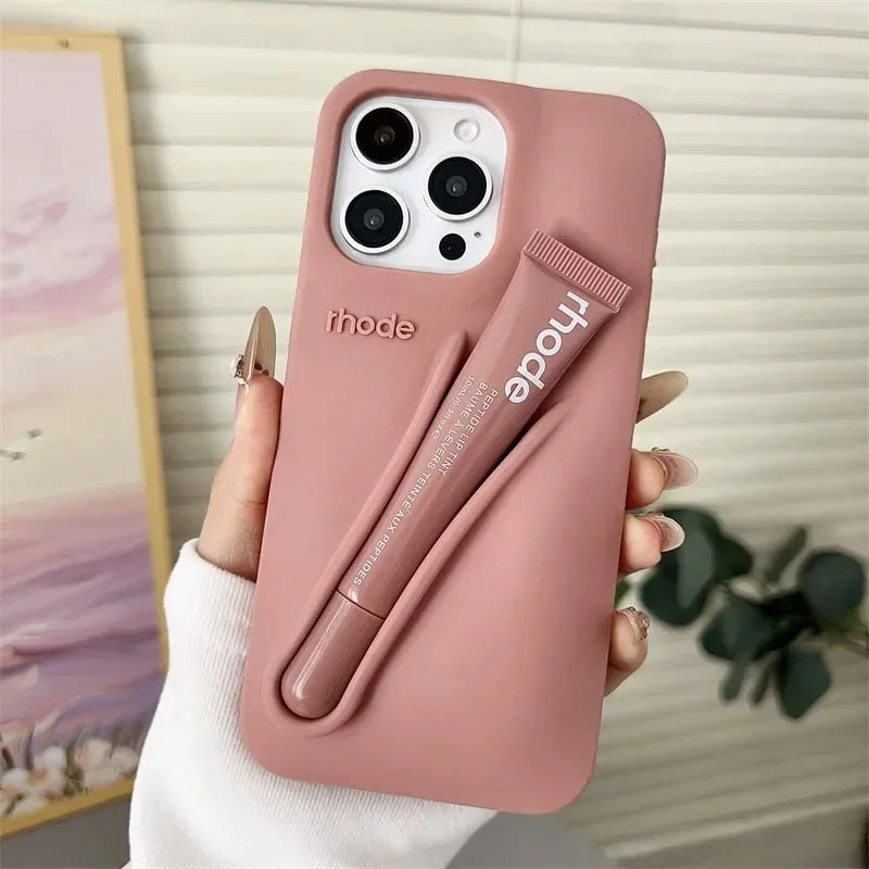 Luxury Lemontini Lipstick Make-up Soft Silicone Phone Case For iPhone