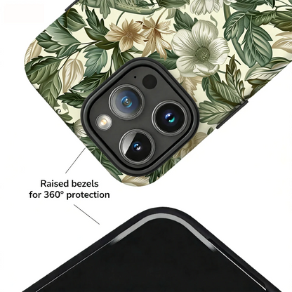 Green Botanical Magnetic Protective Phone Case For iPhone