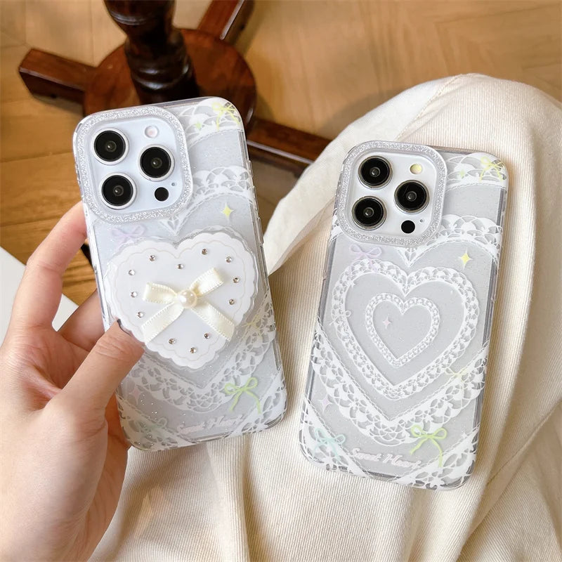 Lace Heart Painting Phone Case