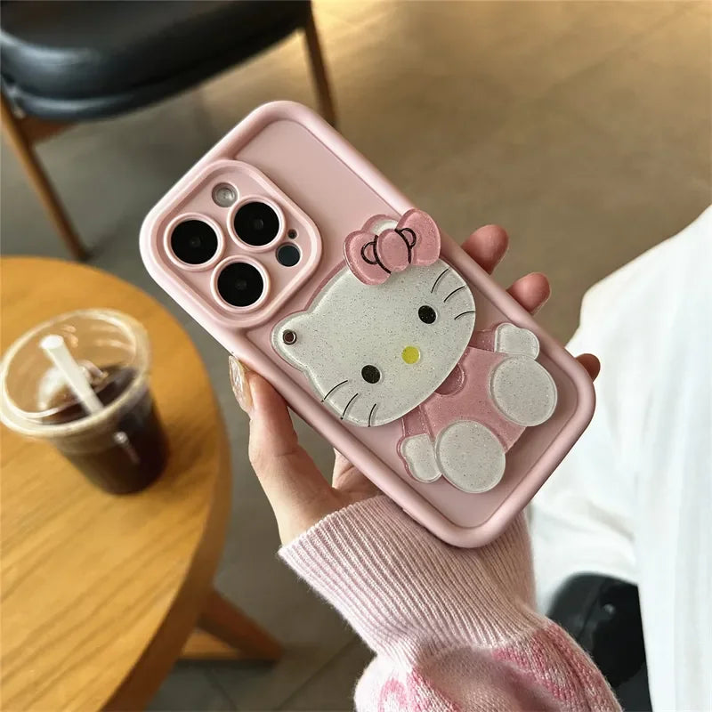 Hello Kitty Kawaii Makeup Mirror Phone Case For iPhone