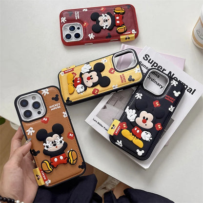 Kawaii Cartoon Mickey Leather Phone Case For iPhone