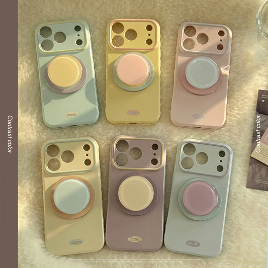 Korean Macaron Candy Colors Bracket Magnetic Phone Case For iPhone