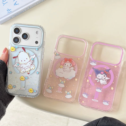 Cute Cartoon Kitty My Melody Cute Kuromi Pudding Dog Phone Case For iPhone