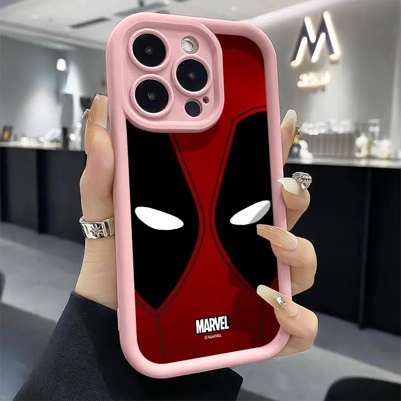 Hot Marvel Deadpool Face Full Screen Phone Case For iPhone