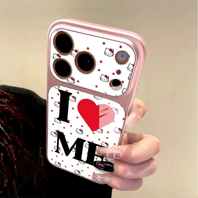 Creative Cartoon Cat Love Acrylic Large Window All Inclusive Phone Case For iPhone