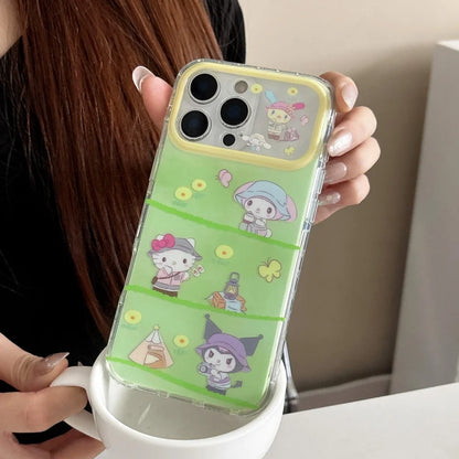 Sanrio Green Grass Camping Hello Kitty Shockproof Phone Case For iPhone
