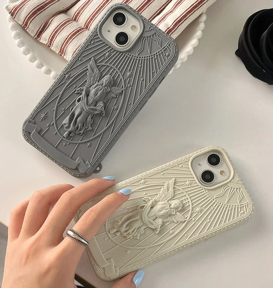 3D Classical Art Angel Statue Case Retro Girl Phone Case