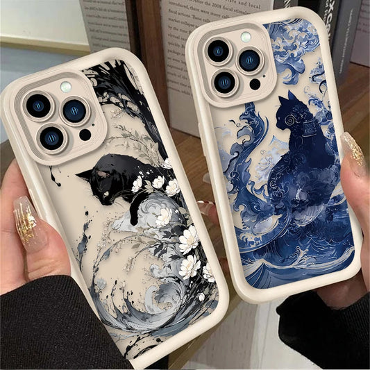 Oil Painting Artistic Cat Phone Case For iPhone