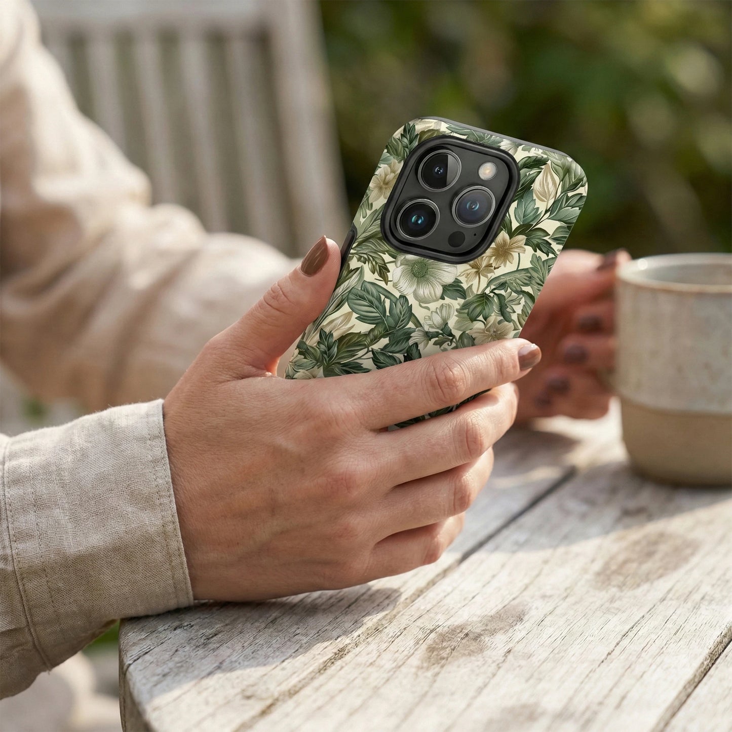 Green Botanical Magnetic Protective Phone Case For iPhone