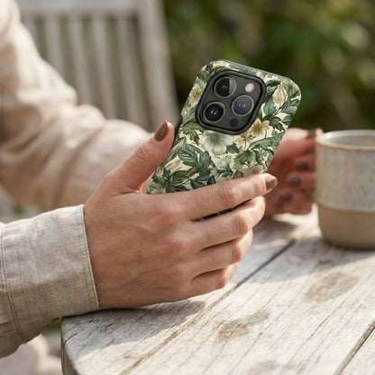 Green Botanical Magnetic Protective Phone Case For iPhone