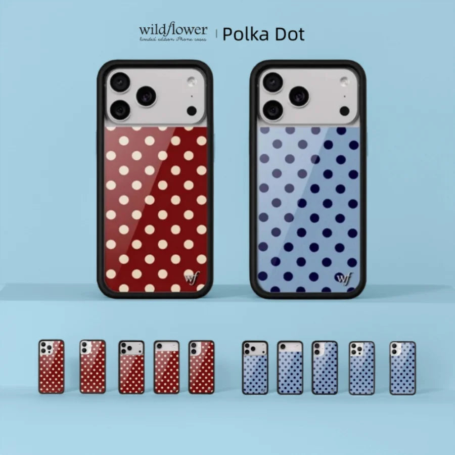 Blue Red Wildflower 3D Polka Dots Phone Case For iPhone