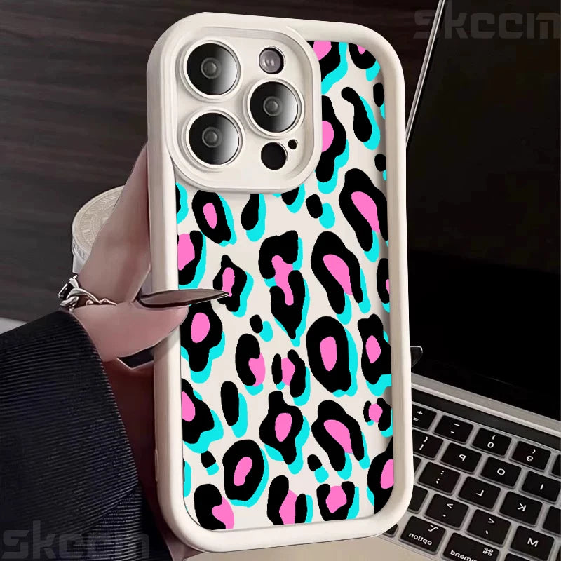 Colorful Leopard Pattern Silicone Soft Phone Case For iPhone