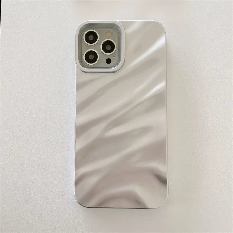 Luxury Solid Color Fold Wrinkle Wavy Phone Case For iPhone