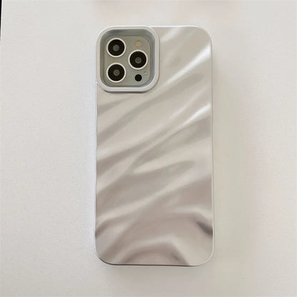 Luxury Solid Color Fold Wrinkle Wavy Phone Case For iPhone