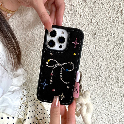 Cute Diamond Bow Denim Phone Case
