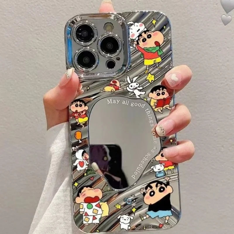 Crayon Shin-Chan Mirror Phone Case For iPhone
