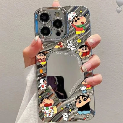 Crayon Shin-Chan Mirror Phone Case For iPhone