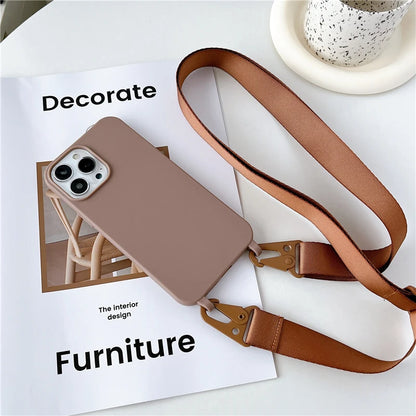 Crossbody Lanyard Matte Silicone Soft For Case iPhone